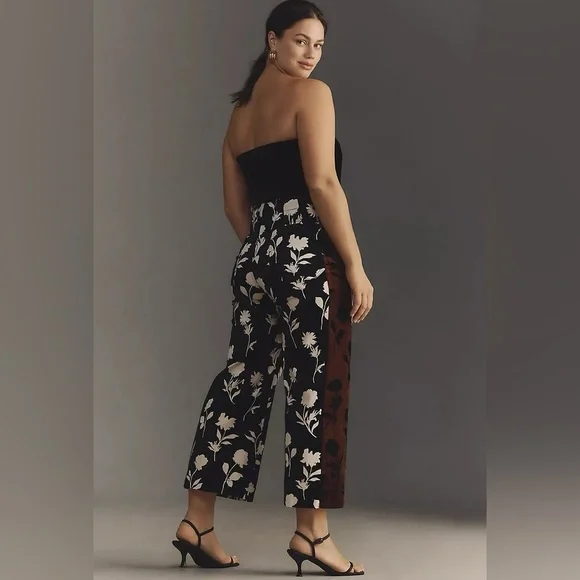 Anthropologie Colette Cropped‎ Velvet Wide Leg Pants Maeve Side Stripe Sz 32 NEW - Picture 3 of 7